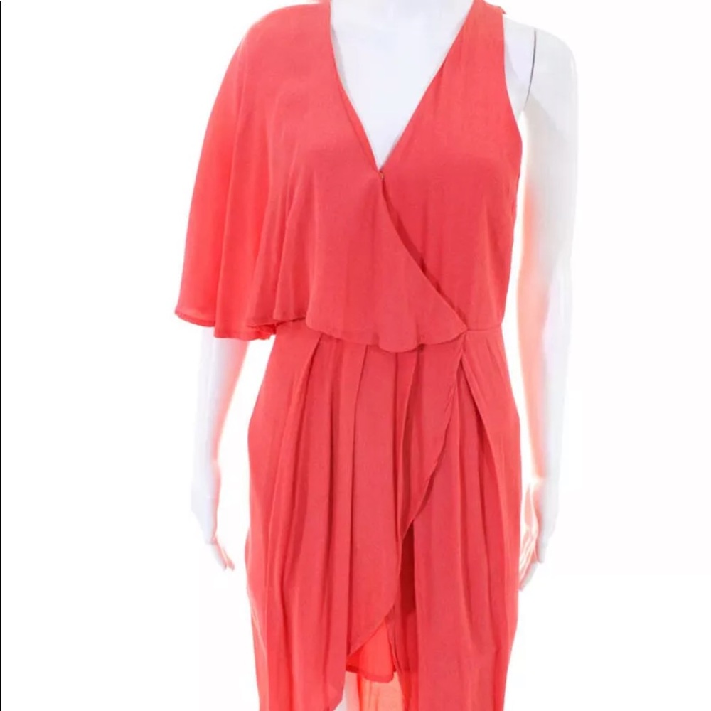 Eliatt asymmetrical coral wrap style dress